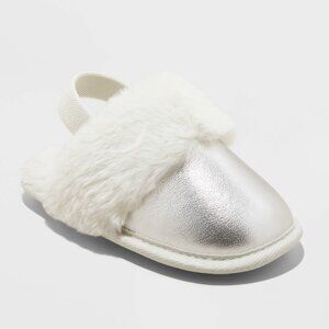 NEW Cat & Jack™ Silver Toddler Lila Metallic Scuff Slippers